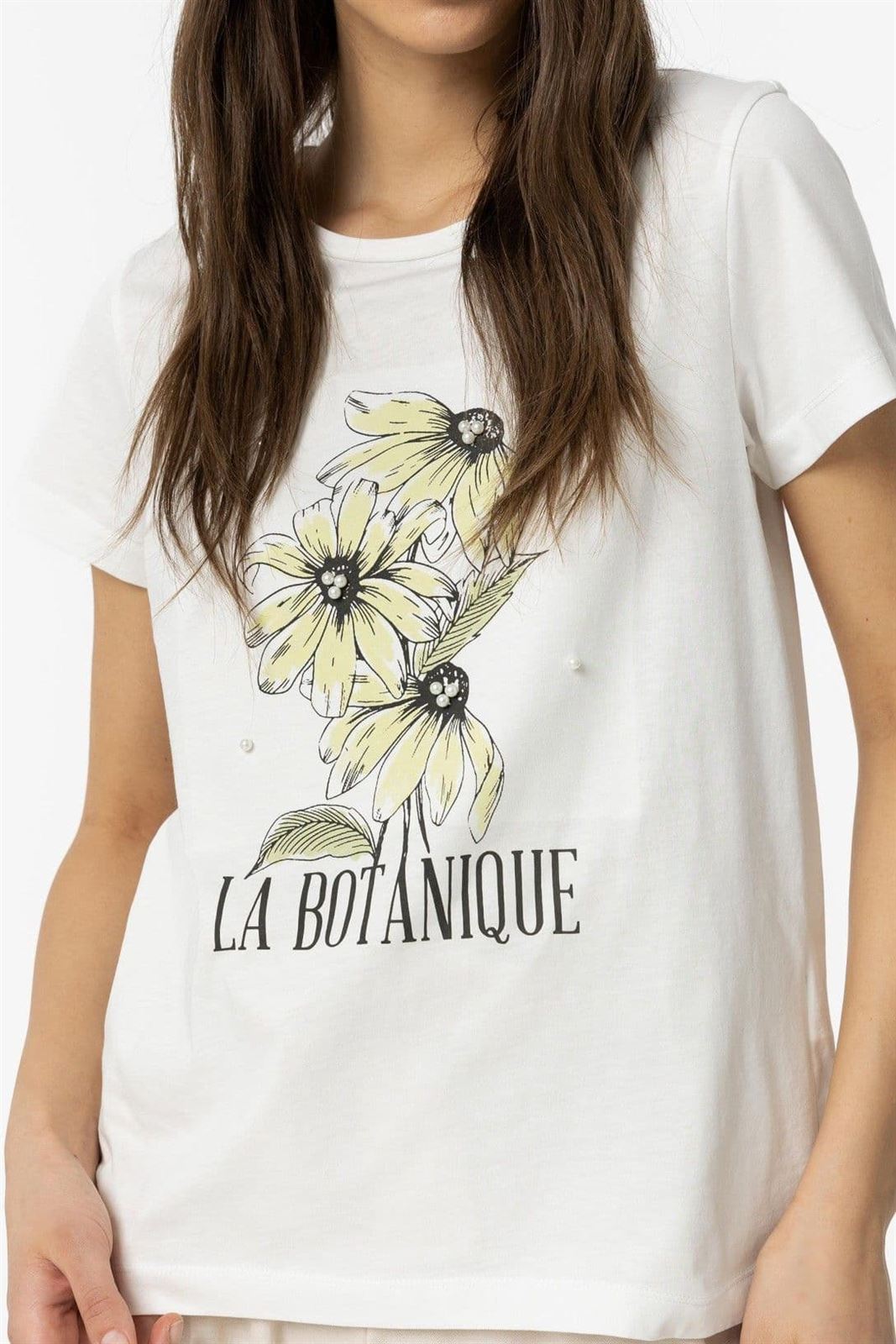 Camiseta blanca estampado flores, Pareia - Imagen 3