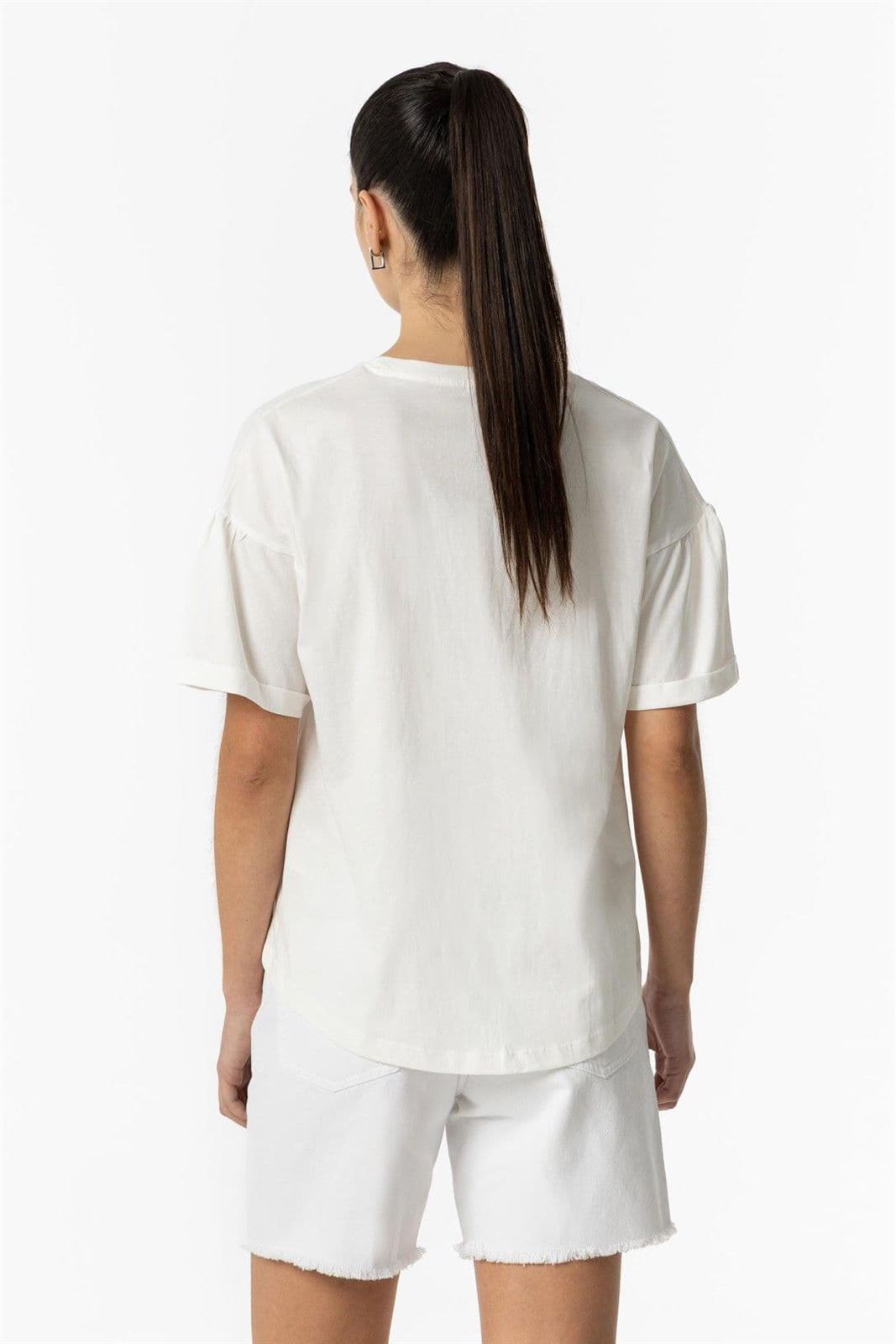 Camiseta blanca Estampado Frontal con Apliques, Filo - Imagen 3