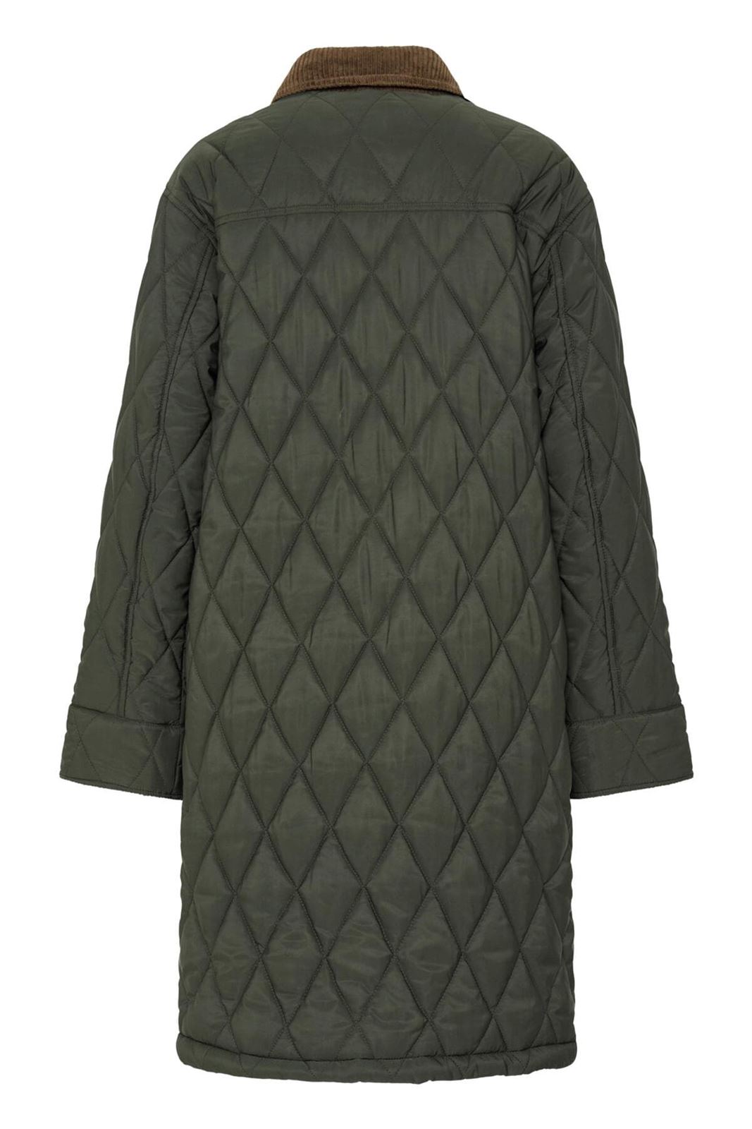 Abrigo Bellini acolchado con cuello de pana B.young - verde oscuro - Imagen 4