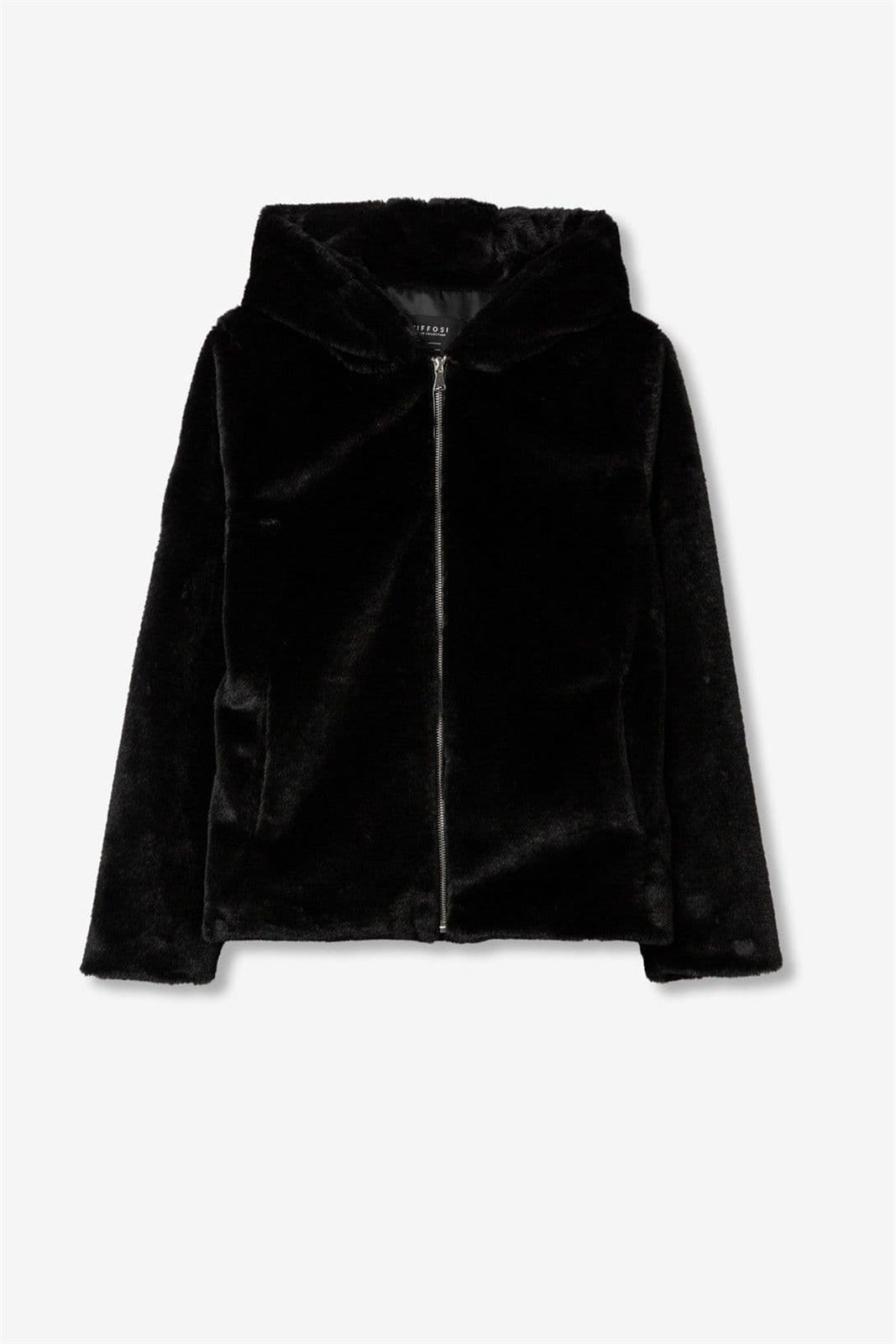 Abrigo pelo negro capucha, Classic - Imagen 6