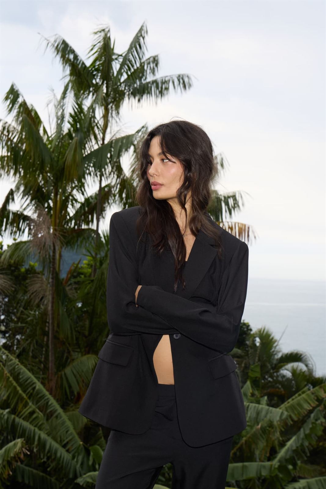 Blazer oversize Ichi, Fava Long - negro - Imagen 1