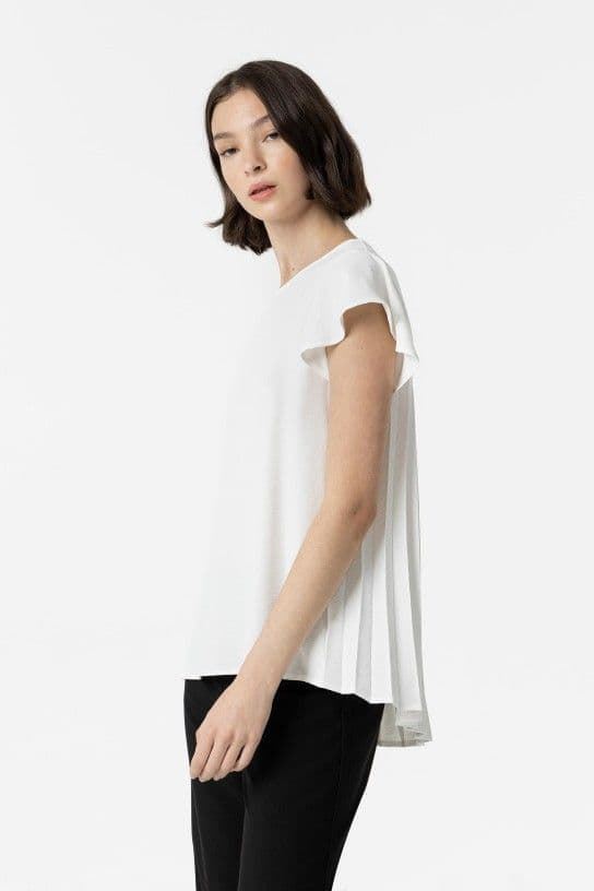 Blusa blanca espalda plisada, Kara - Imagen 3