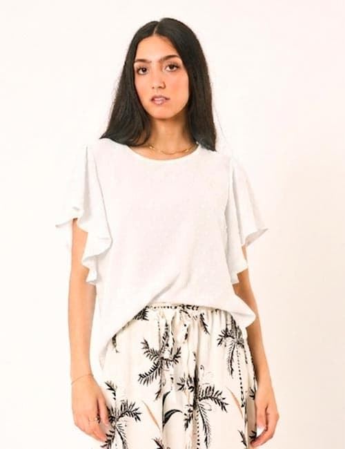 Blusa de plumeti manga volante blanca, Duna - Imagen 1