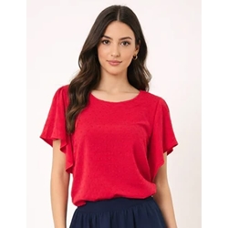 Blusa de plumeti manga volante roja, Duna - Imagen 1