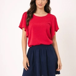 Blusa de plumeti manga volante roja, Duna - Imagen 2