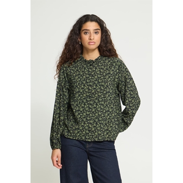 Blusa estampado floral Ichi, Gilvis - negro y verde - Imagen 1