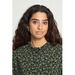Blusa estampado floral Ichi, Gilvis - negro y verde - Imagen 2