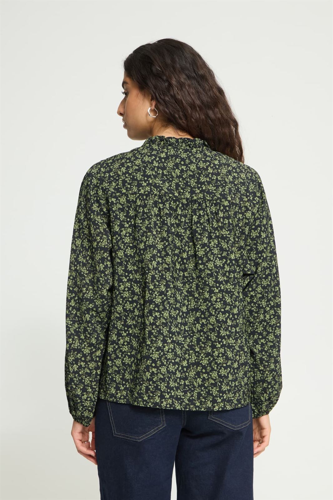 Blusa estampado floral Ichi, Gilvis - negro y verde - Imagen 5