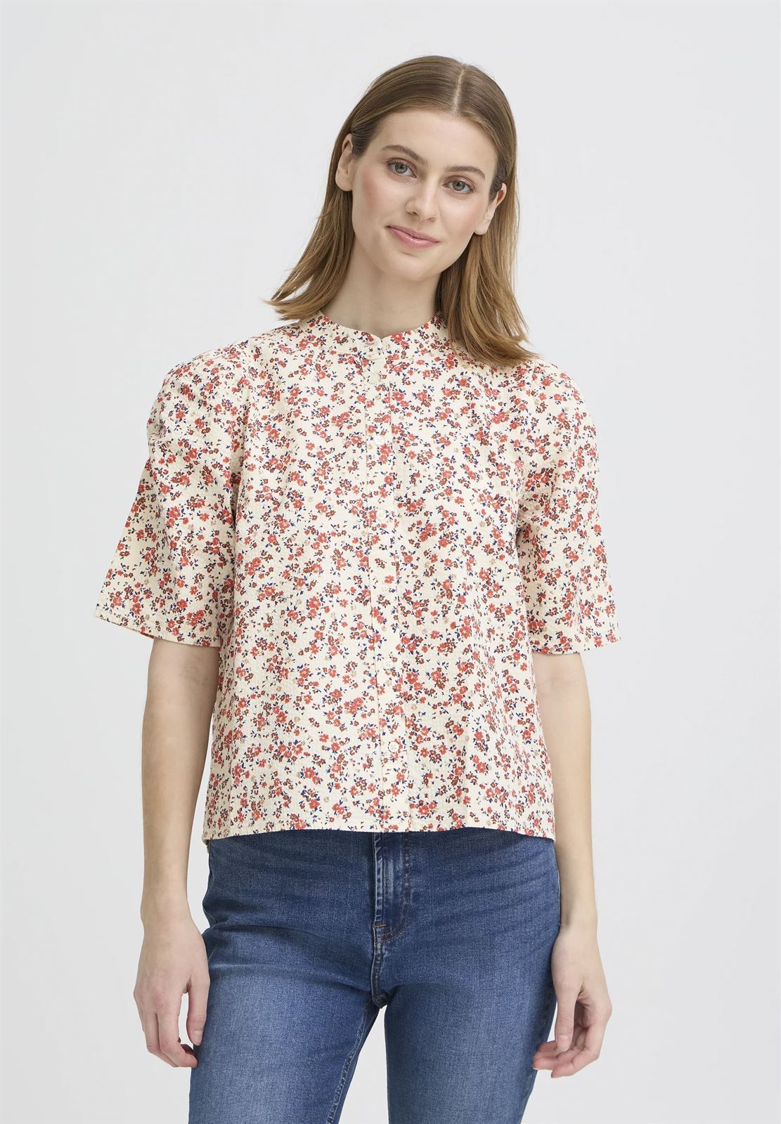 Blusa manga corta estampado flores, Ih Qwina Sh2 - Imagen 1