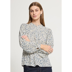 Blusa Vera estampado floral Ichi - crudo y azul - Imagen 1