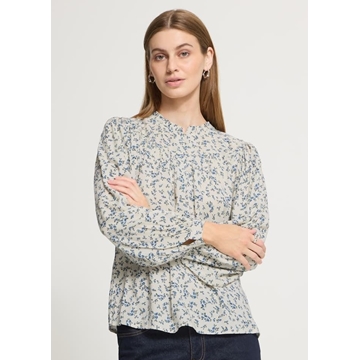 Blusa Vera estampado floral Ichi - crudo y azul - Imagen 1