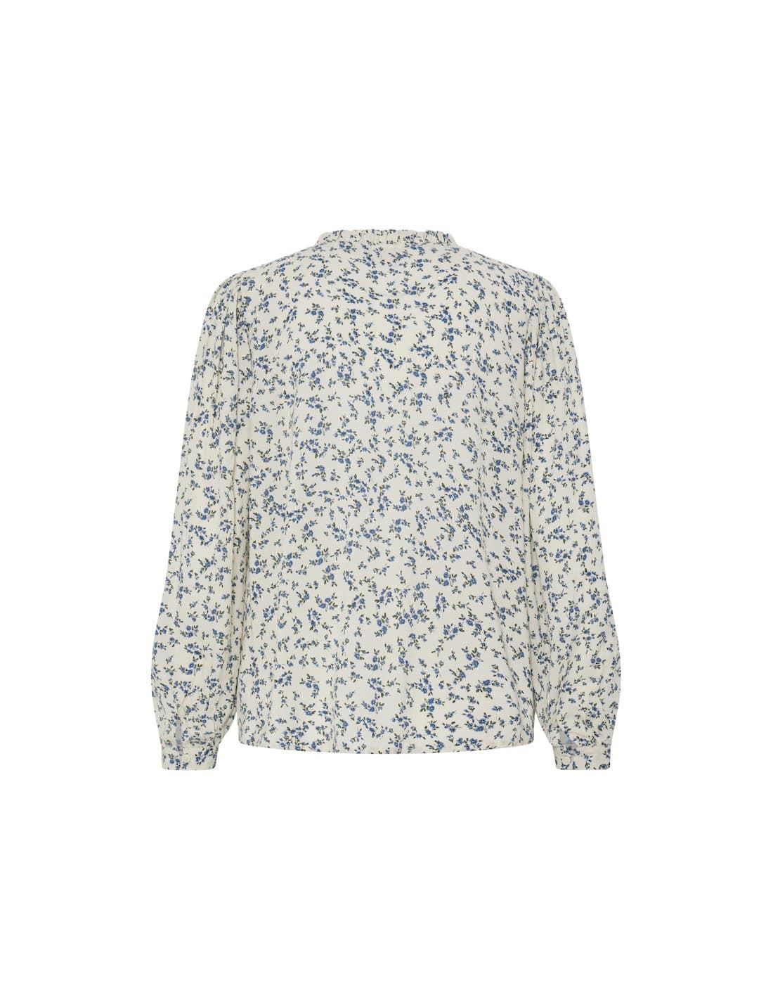 Blusa Vera estampado floral Ichi - crudo y azul - Imagen 5