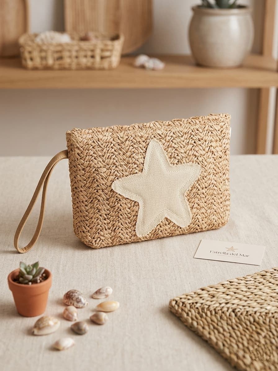Bolso sobre/ Neceser estrella beige - Imagen 1