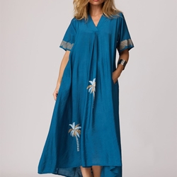 Caftán con palmeras azul, Milena - Imagen 1