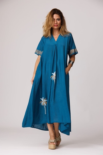 Caftán con palmeras azul, Milena - Imagen 1