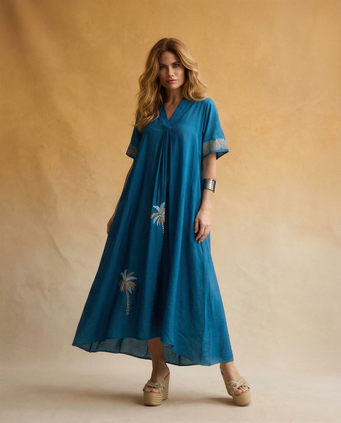 Caftán con palmeras azul, Milena - Imagen 2
