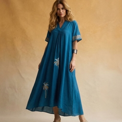 Caftán con palmeras azul, Milena - Imagen 2