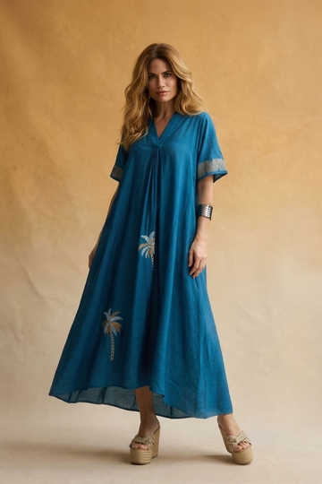 Caftán con palmeras azul, Milena - Imagen 2