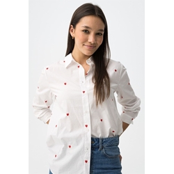Camisa blanca bordado corazones, Valentina - Imagen 1