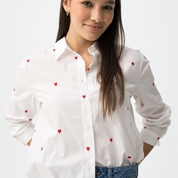Camisa blanca bordado corazones, Valentina - Imagen 1