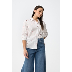 Camisa blanca bordado corazones, Valentina - Imagen 2