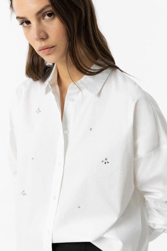 Camisa blanca oversize con brillantes, Starssy - Imagen 2