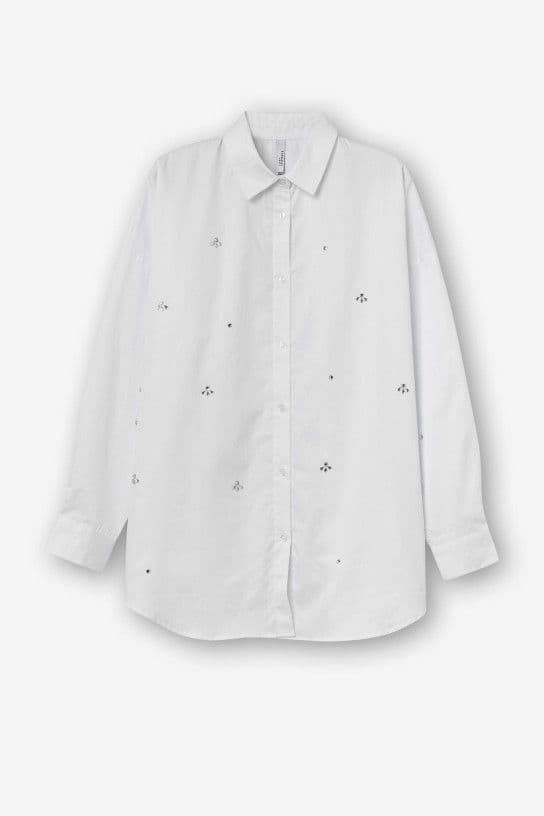 Camisa blanca oversize con brillantes, Starssy - Imagen 5