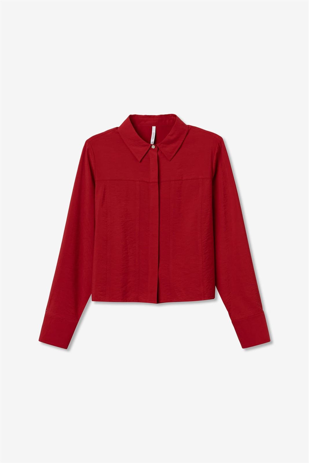 Camisa Cropped Roja, Bordo - Imagen 6