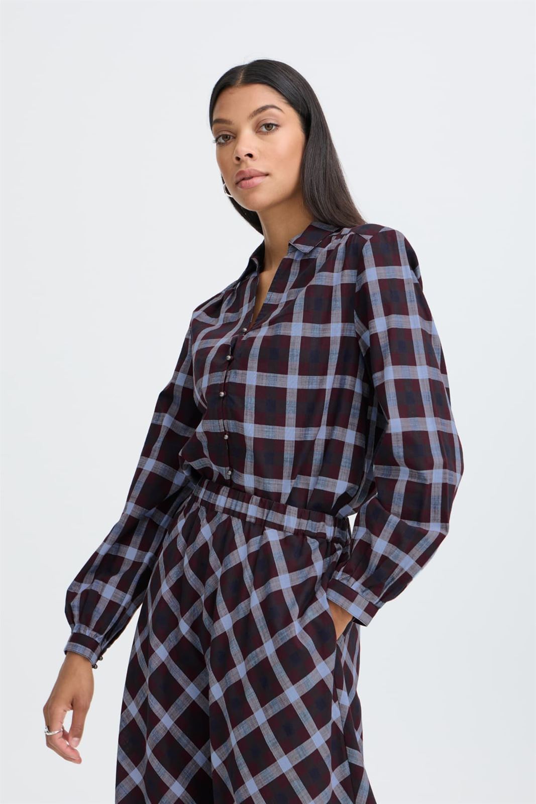 Camisa de cuadros B.young, Flanny - burdeos y azul - Imagen 1