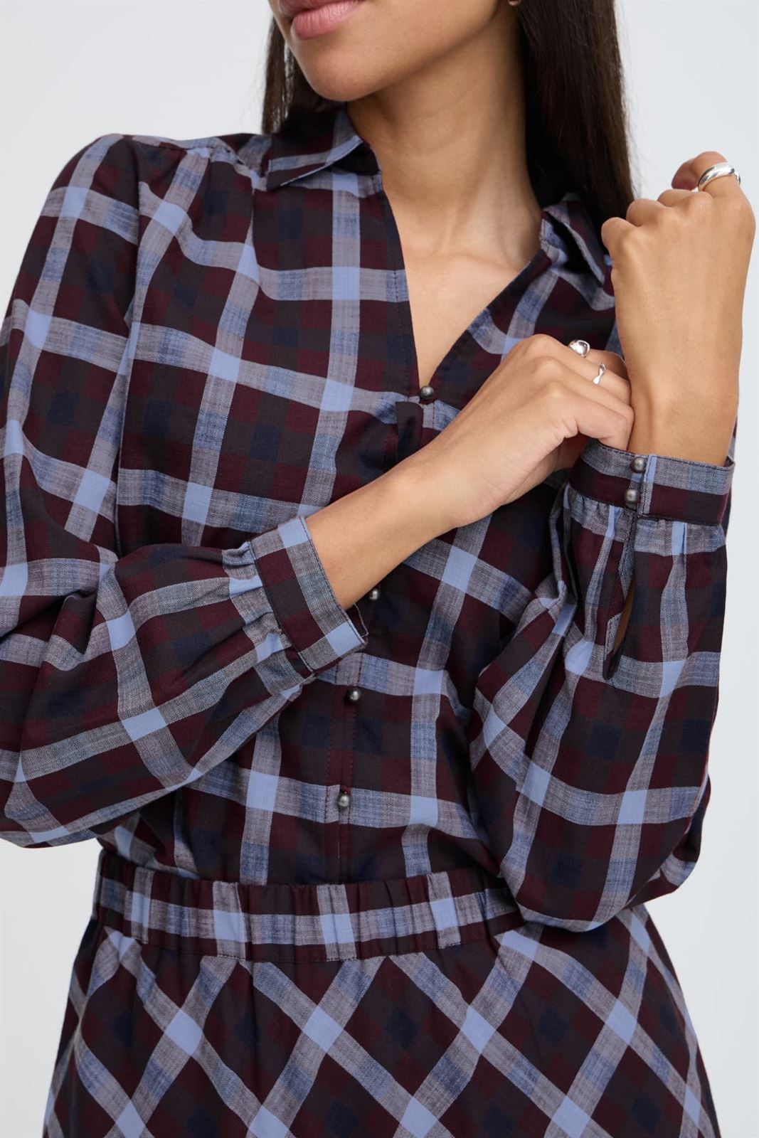 Camisa de cuadros B.young, Flanny - burdeos y azul - Imagen 3