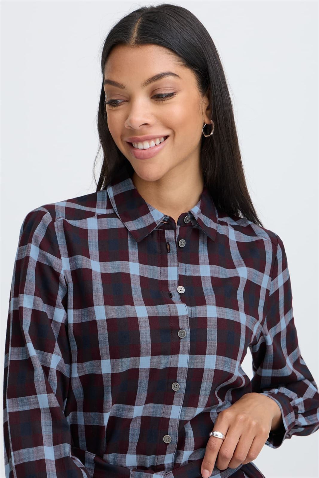Camisa de cuadros B.young, Flanny - burdeos y azul - Imagen 4