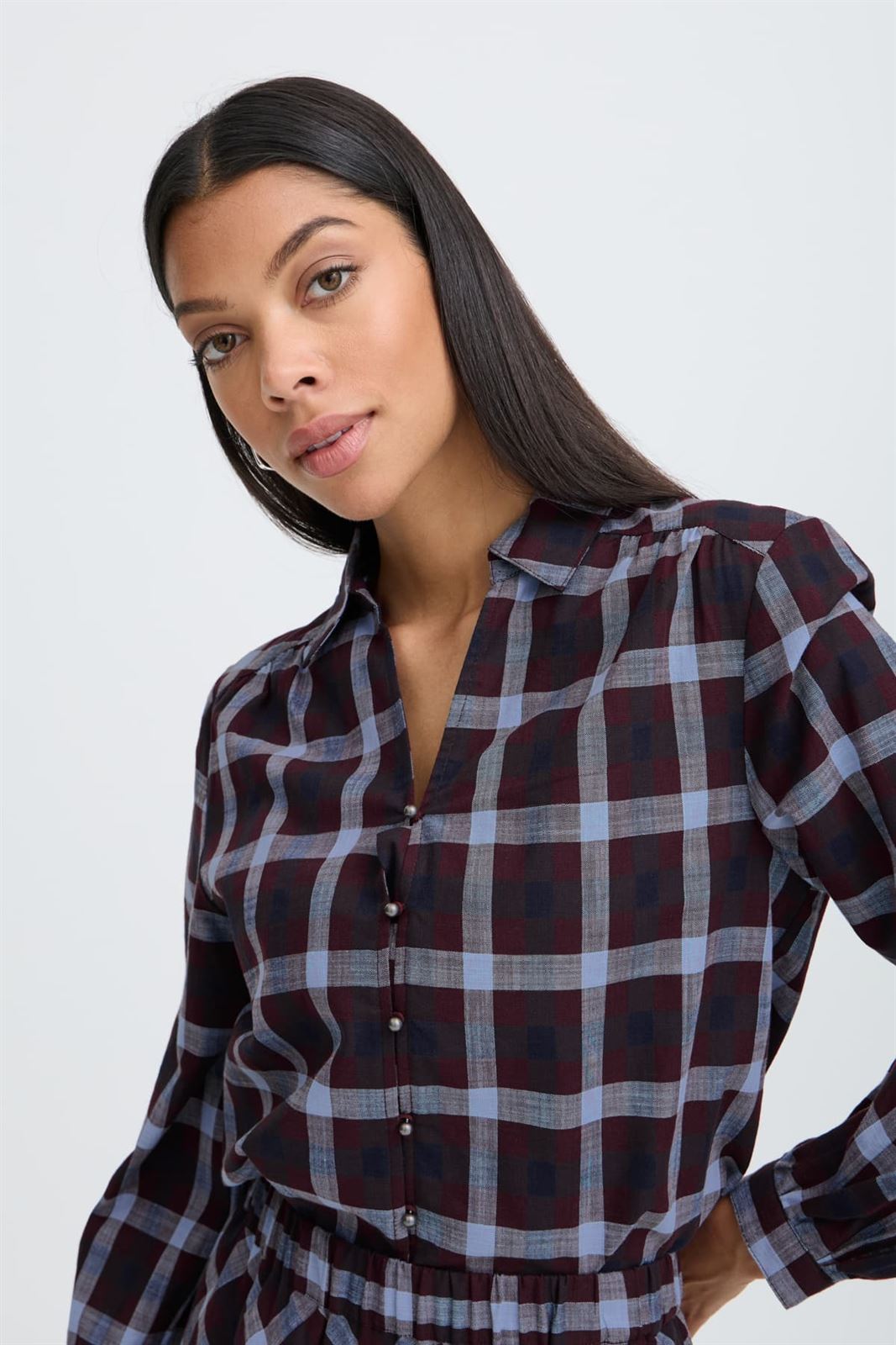 Camisa de cuadros B.young, Flanny - burdeos y azul - Imagen 5
