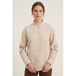 Camisa de cuello volante de rayas Ichi - beige - Imagen 1