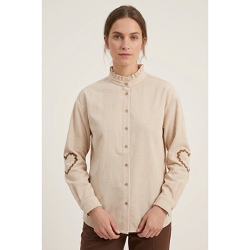 Camisa de cuello volante de rayas Ichi - beige - Imagen 1