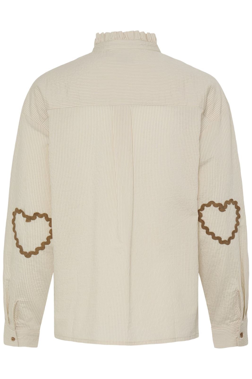 Camisa de cuello volante de rayas Ichi - beige - Imagen 2