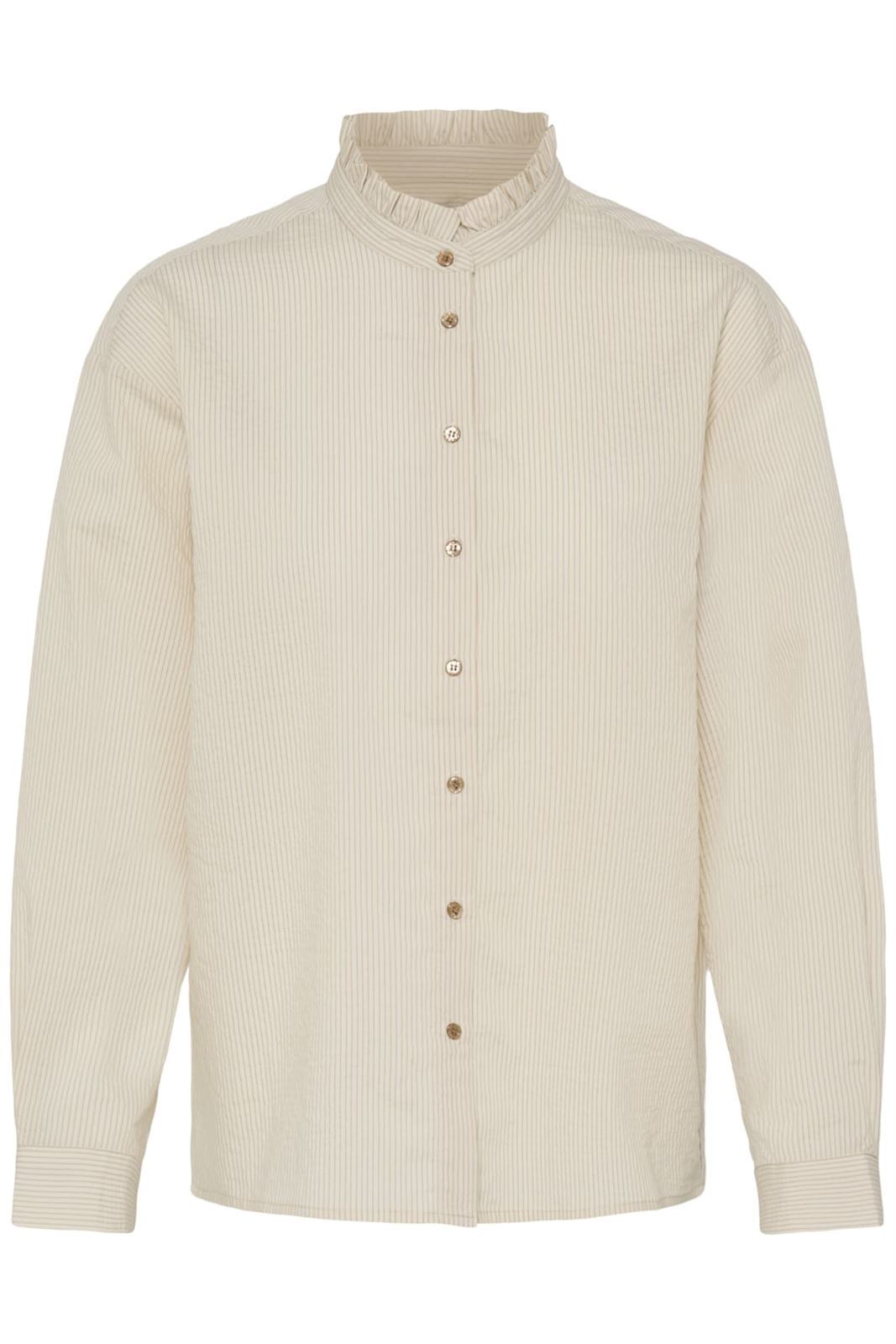 Camisa de cuello volante de rayas Ichi - beige - Imagen 3