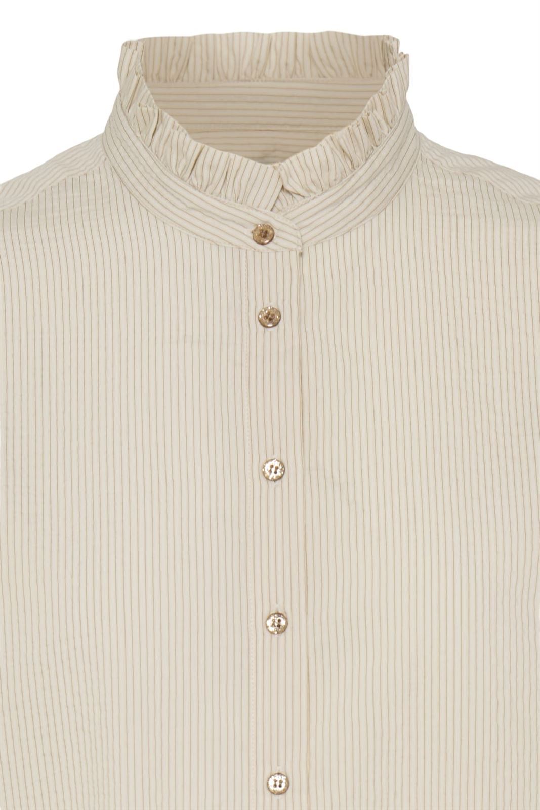 Camisa de cuello volante de rayas Ichi - beige - Imagen 4