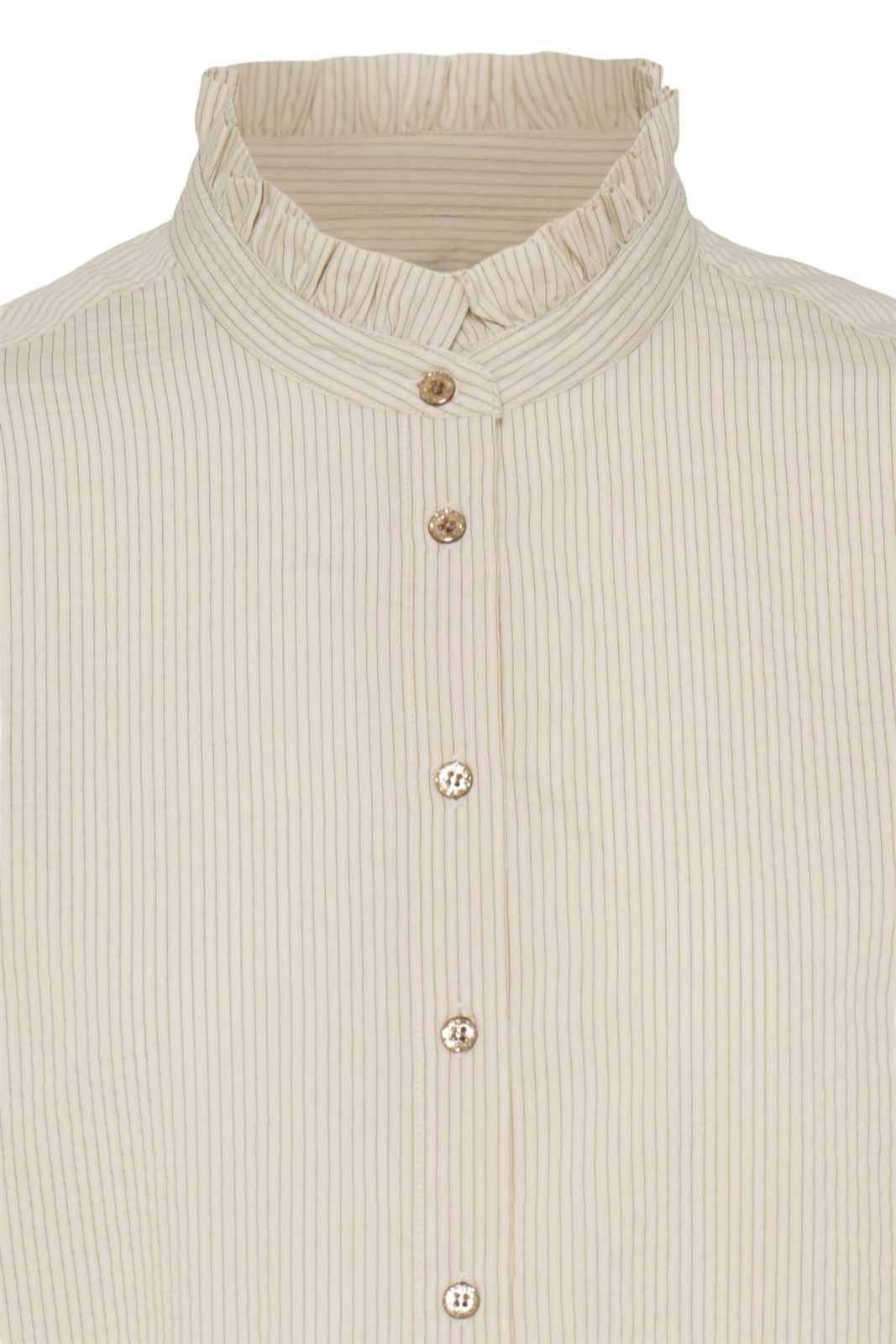 Camisa de cuello volante de rayas Ichi, Luanna - beige - Imagen 4