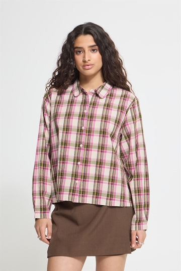 Camisa de Manga Larga a Cuadros Ichi Ih Emina Sh - Rosa /verde - Imagen 1