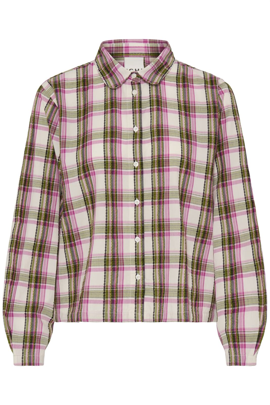 Camisa de Manga Larga a Cuadros Ichi Ih Emina Sh - Rosa /verde - Imagen 5