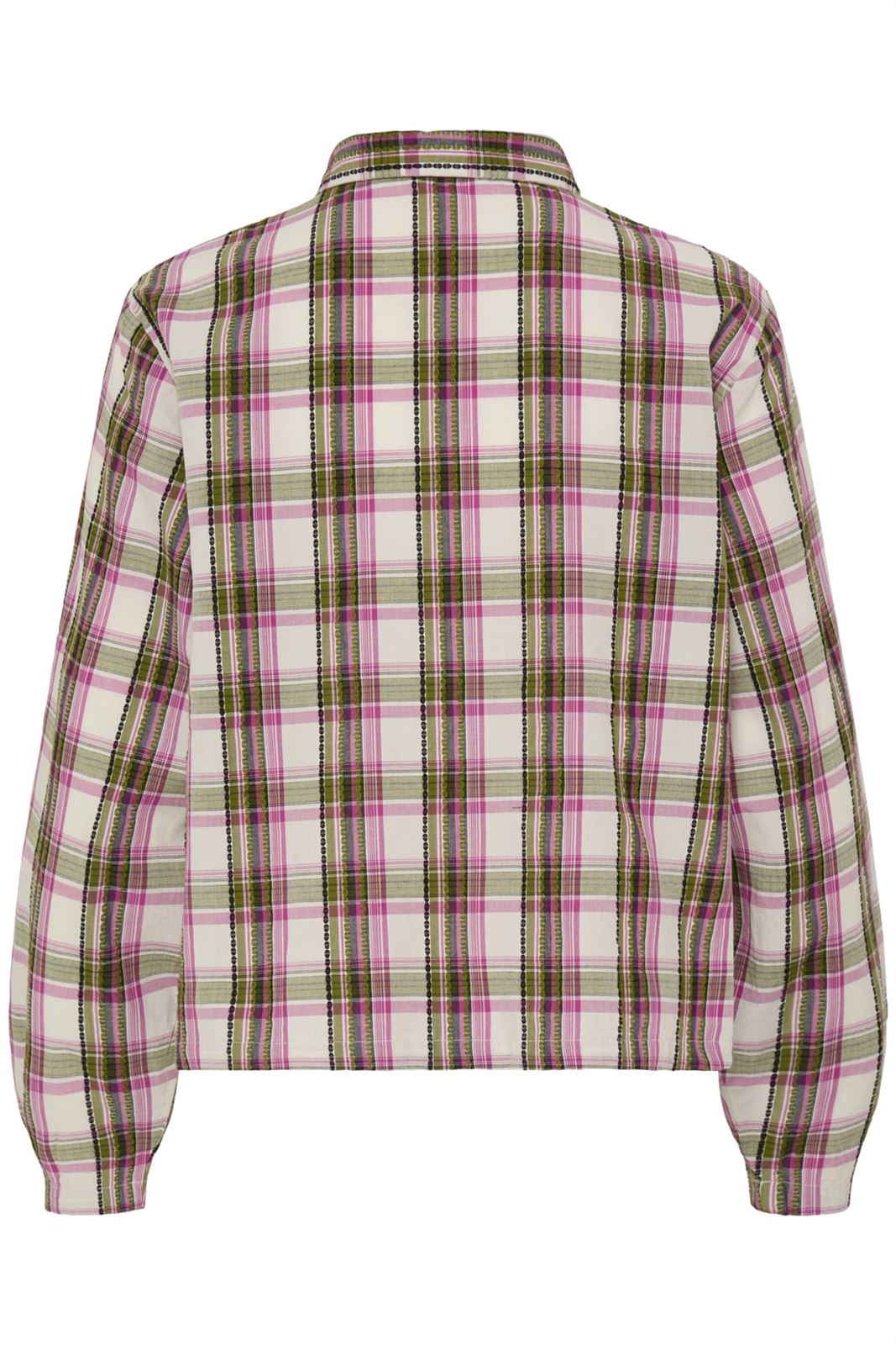 Camisa de Manga Larga a Cuadros Ichi Ih Emina Sh - Rosa /verde - Imagen 6