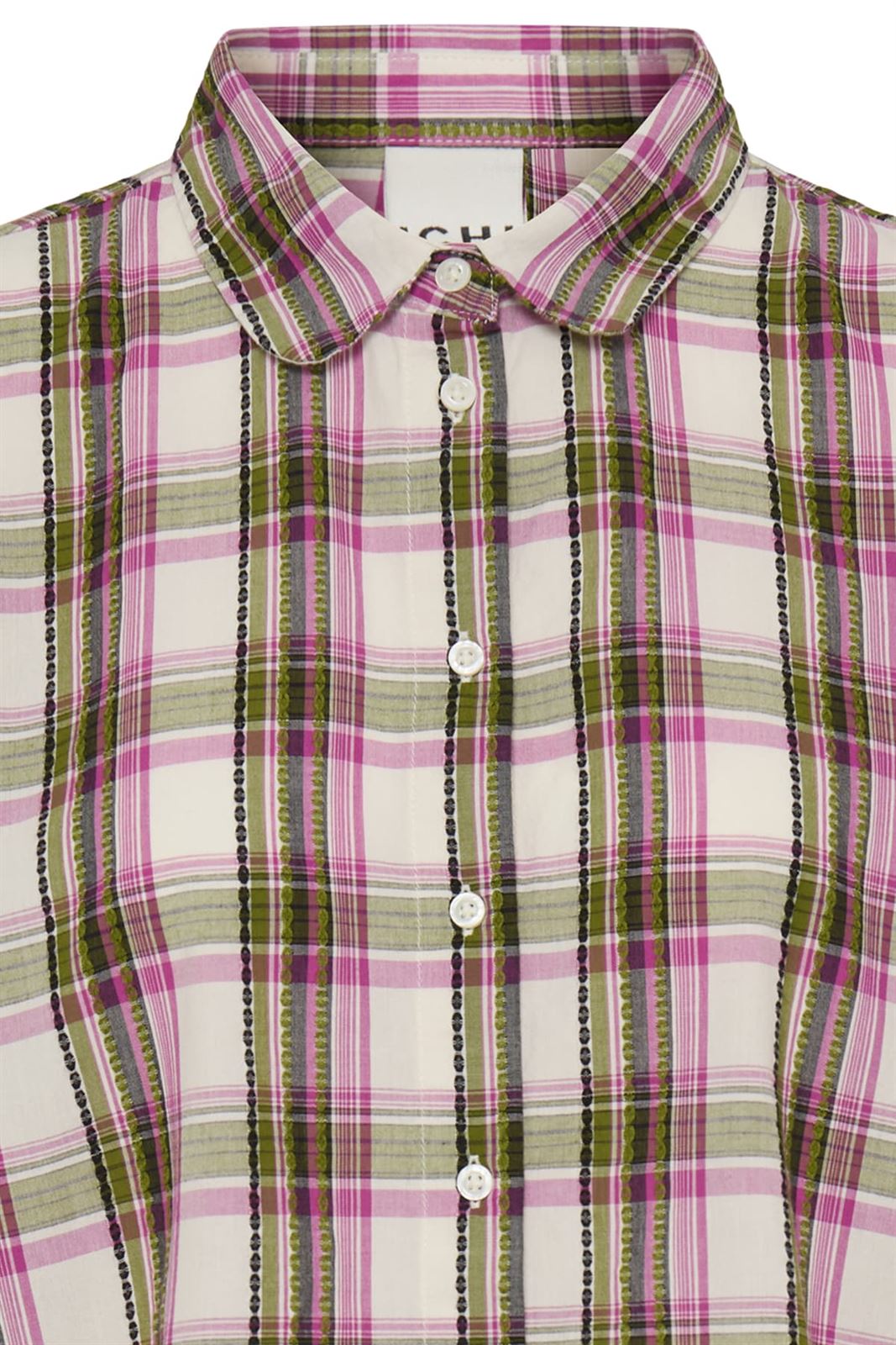 Camisa de Manga Larga a Cuadros Ichi Ih Emina Sh - Rosa /verde - Imagen 7