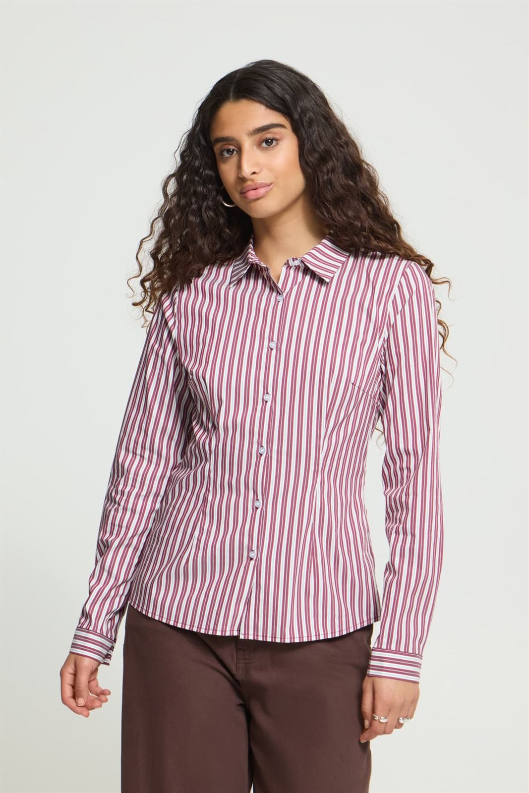 Camisa de rayas Ichi, Dima - burdeos, blanco y celeste - Imagen 6