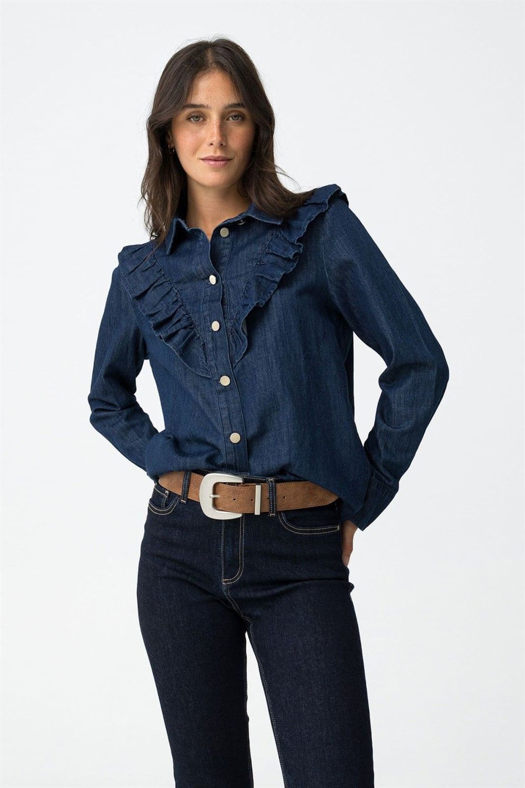 Camisa denim volantes, West - Imagen 4