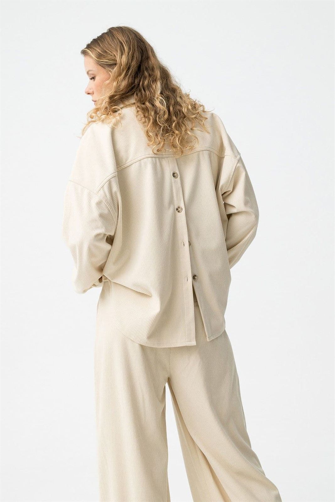 Camisa oversize beige, Cardado - Imagen 2