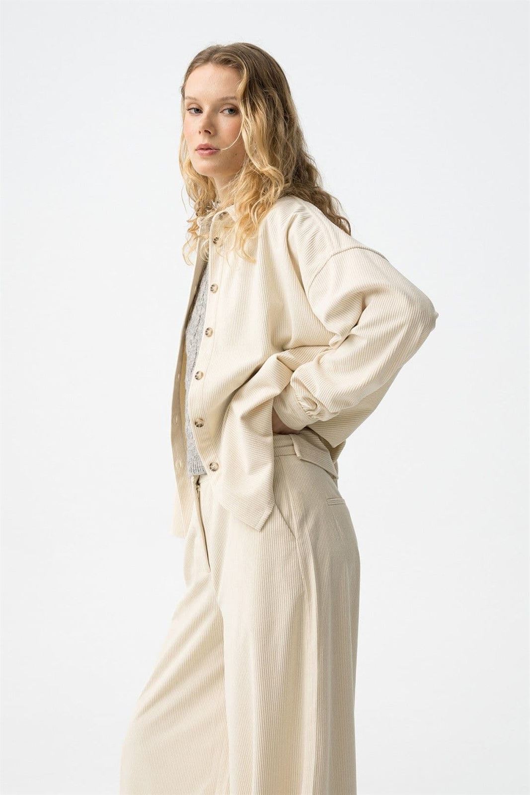 Camisa oversize beige, Cardado - Imagen 4
