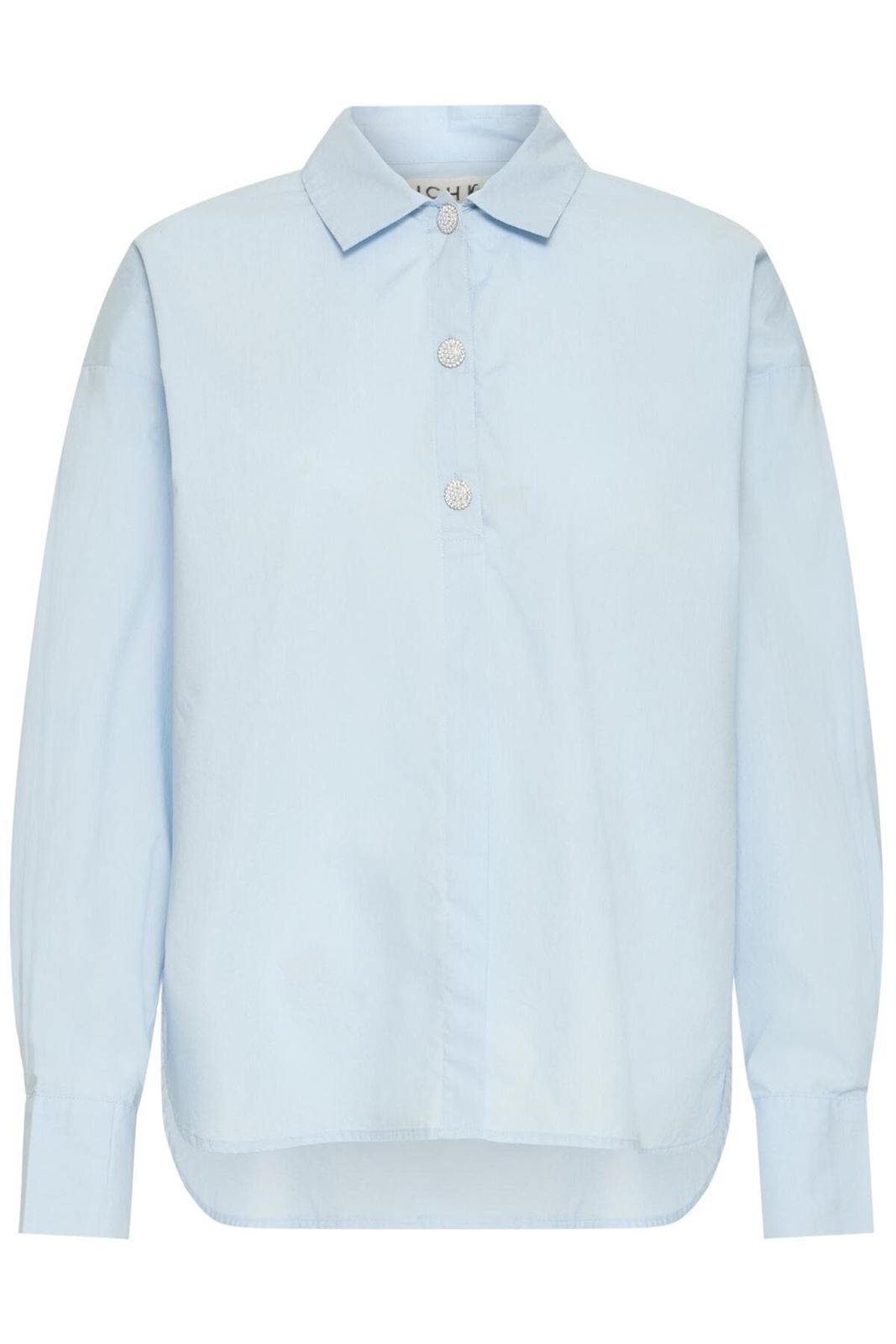 Camisa oversize con botones joya Ichi, Lisari- celeste - Imagen 3