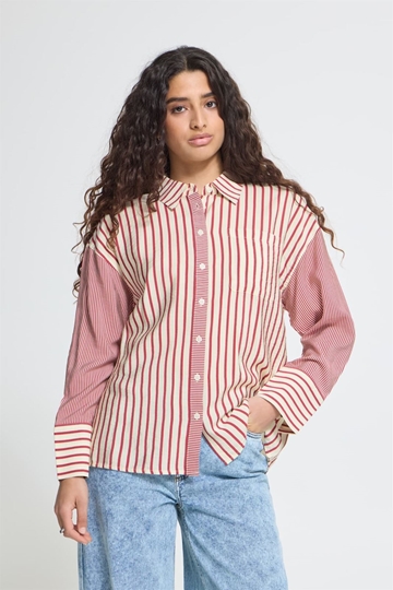 Camisa oversize de rayas, Louri, Ichi - rojo y crudo - Imagen 1