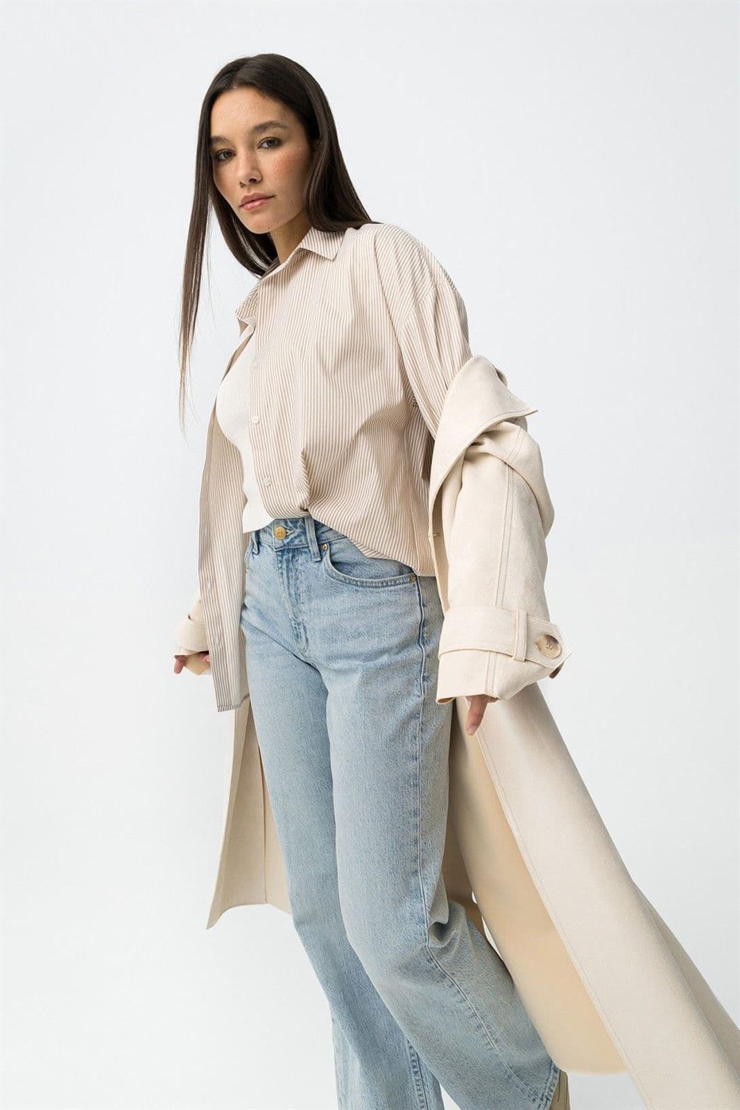 Camisa rayas beige, Nancy - Imagen 3