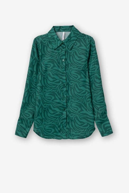 Camisa verde Fluida Estampada, Paradise - Imagen 4